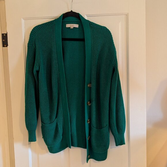 Loft Green Boyfriend Cardigan Size Small - Picture 1 of 4